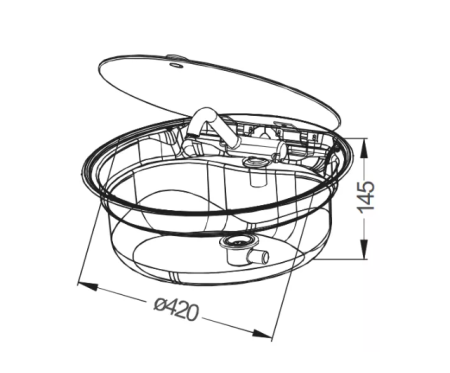Раковина с крышкой GR-570 круглая 420x420мм со смесителем и сливом